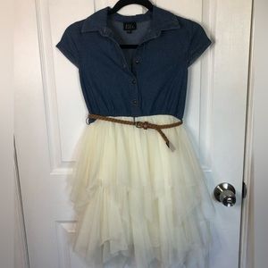 Lilt Girls Size 12 Blue And White Dress Denim And Tulle